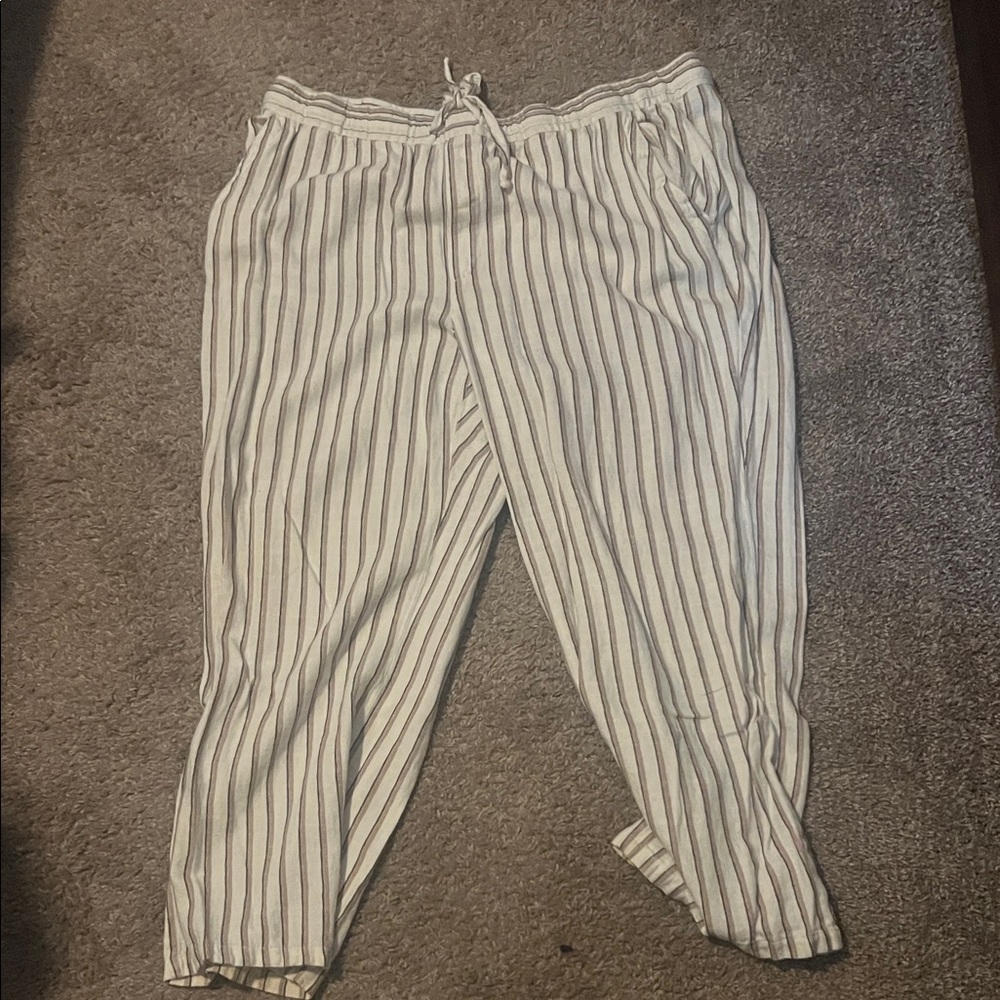 Old Navy Beige and White Striped Pants